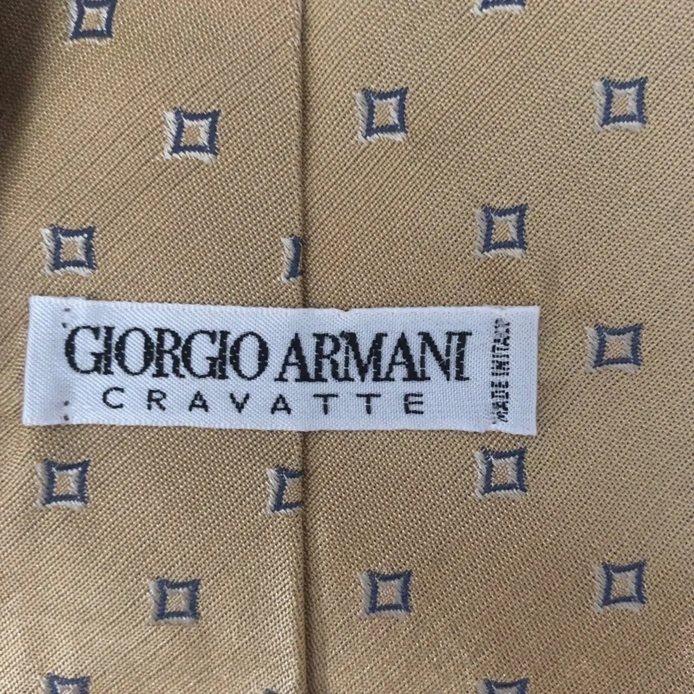 VTG Giorgio Armani Cravatte Silk Gold Wide Necktie Business Designer Luxury
